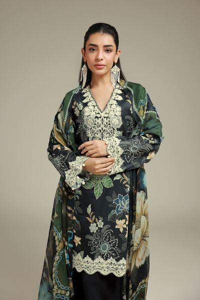 Embroidered | Satin | Fabrics 3 Piece | USD 55.00