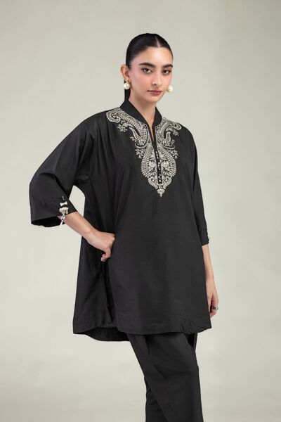 Embroidered | Arabic Lawn | Black Lawn Kurta | USD 35.00