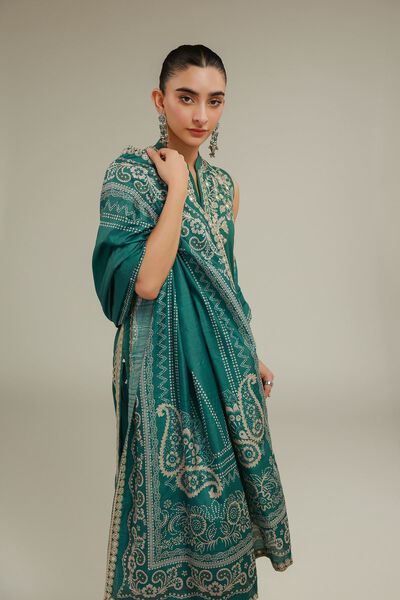 Embroidered | Polyester Silk | Geometric Draped Dupatta | USD 20.00