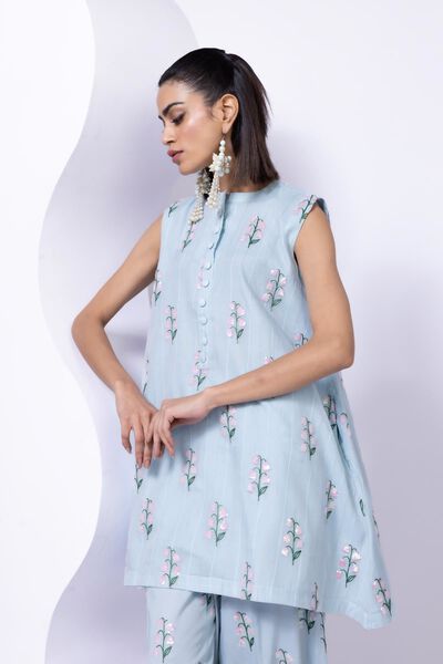 Embroidered | Cotton Zari Organza | Kurta | USD 15.00