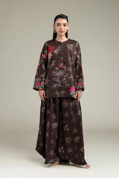 Printed | Cotton Dobby | Floral Brown Pants | USD 30.00
