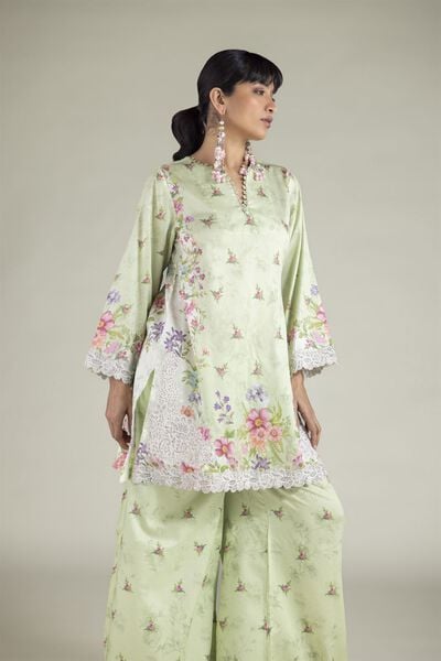 Embroidered | Satin | Tailored 2 Piece | Top and Bottom | USD 60.00