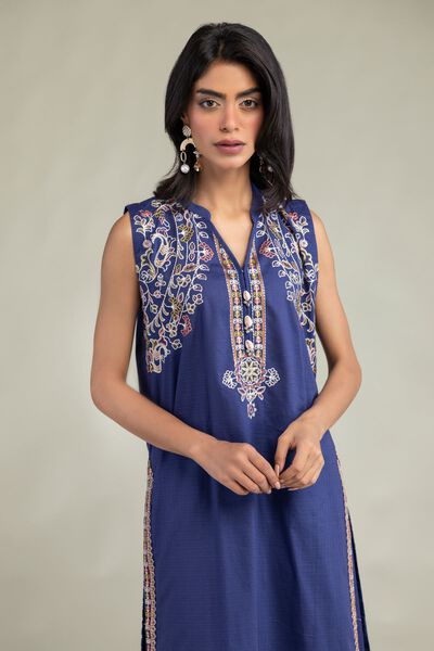 Embroidered | Cotton Dobby | Floral Sleeveless Kurta | USD 22.50