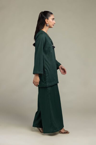 Dyed | Cotton Crinkle | Green Solid Pants | USD 15.00