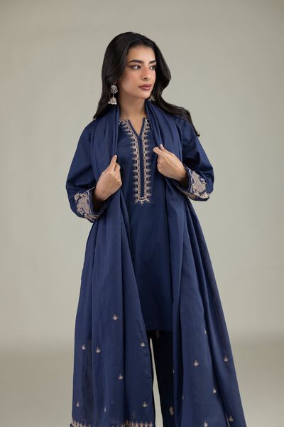 Embroidered | Lawn | Navy Lawn Dupatta | USD 17.50
