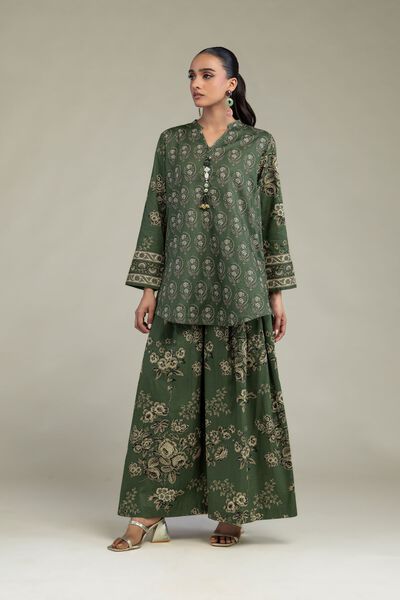 Printed | Cambric | Green Floral Pants | USD 30.00