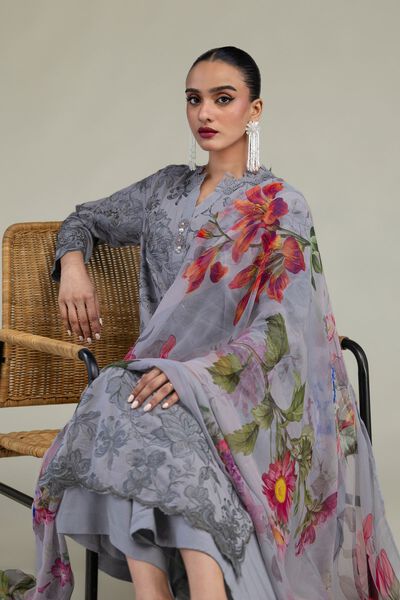 Embroidered | Chiffon | Floral Chiffon Dupatta | USD 30.00