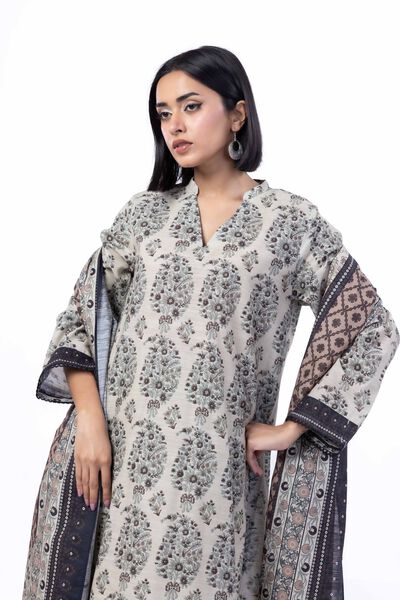 Printed | Textured Cotton | Fabrics 3 Piece | USD 30.00