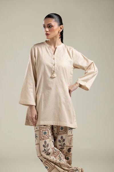 Embroidered |Cotton Dobby | Beige Cotton Kurta | USD 30.00