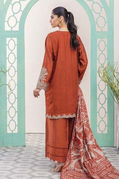 Dull Raw Silk | Embroidered | Tailored 3 Piece | USD 50.00