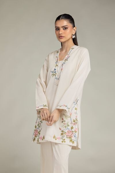 Embroidered | Cotton Dobby | Cotton V-Neck Kurta | USD 40.00
