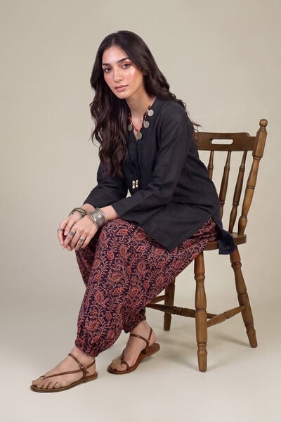 Printed | Light Khaddar | Short Black Kurta | USD 35.00