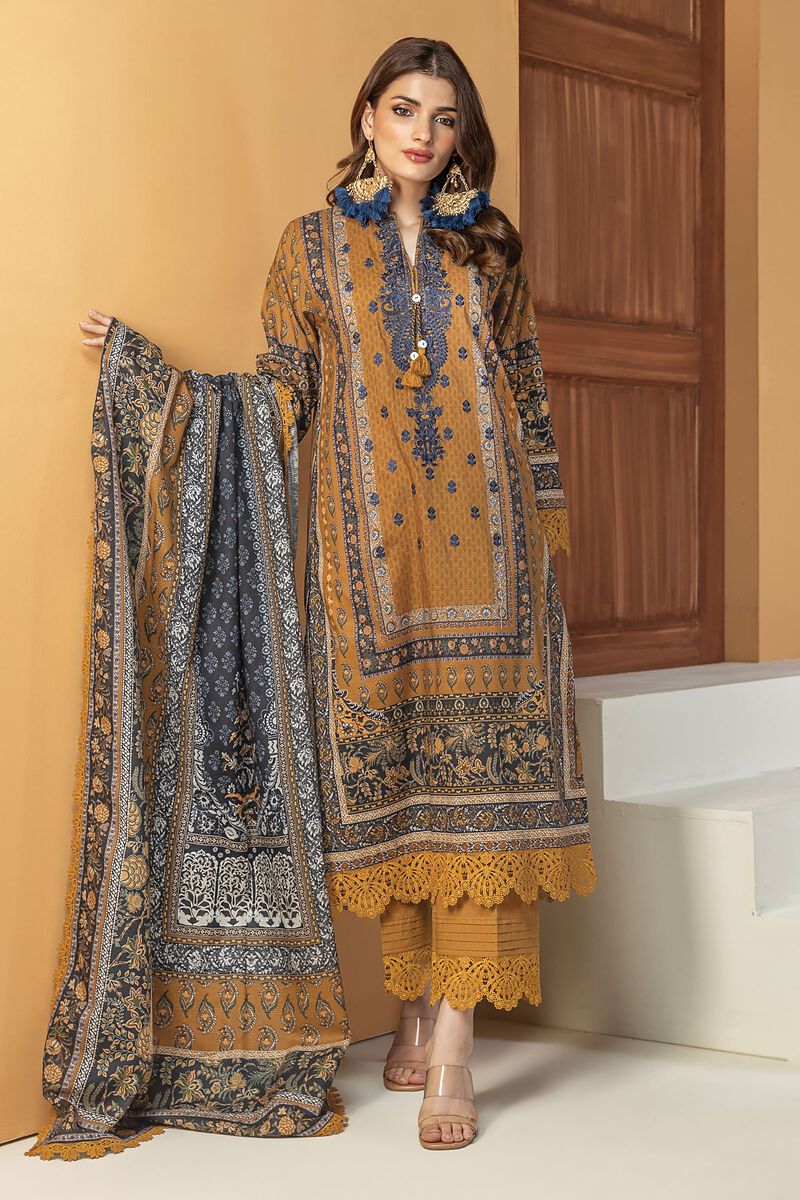 Printed Embroidered | Slub Lawn | Tailored 3 Piece | null