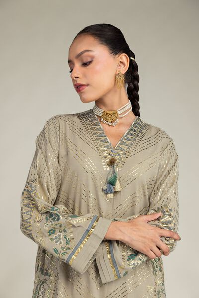 Embroidered | Raw Silk | Floral Co-ords Set | USD 37.50