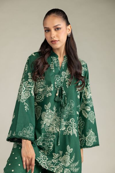 Printed | Cambric | Green Cambric Kurta | USD 35.00