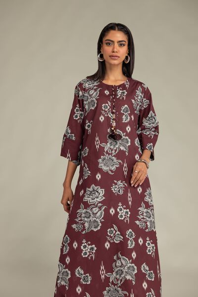 Printed | Cambric | Maroon Floral Kurta | USD 35.00