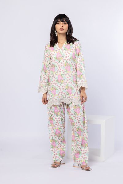 Printed | Crosshatch Raw Silk | Pants | USD 9.00