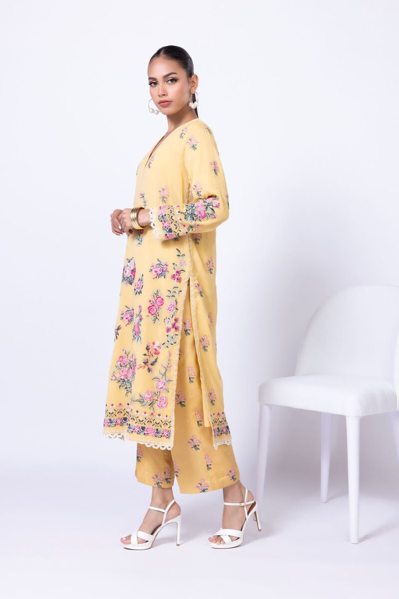 Embroidered | Polyester Crinkle Chiffon | Kurta | USD 30.00