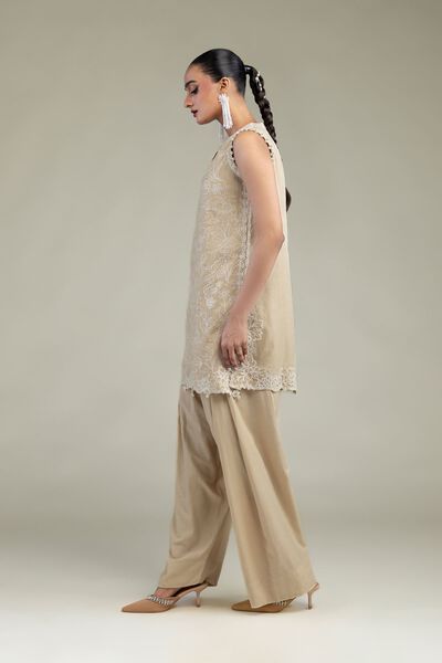 Embroidered | Raw Silk | Beige Solid Shalwar | USD 17.50
