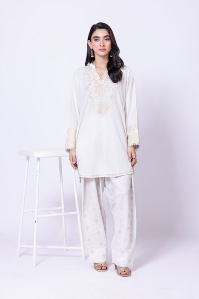 Embroidered | Dull Raw Silk | Pants | USD 20.00