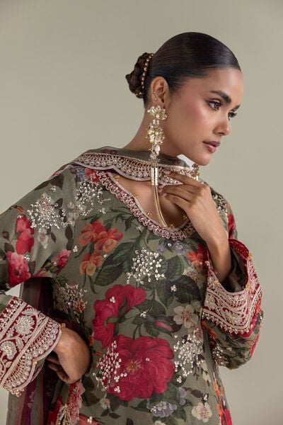 Embroidered | Chiffon | Floral 3-Piece Co-ords | USD 54.00