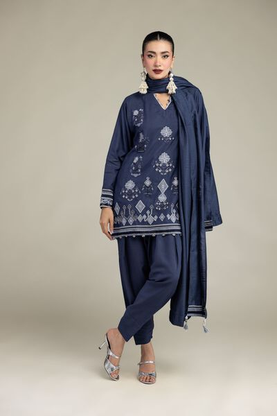 Embroidered | Raw Silk | Silk Navy Shalwar | USD 9.00