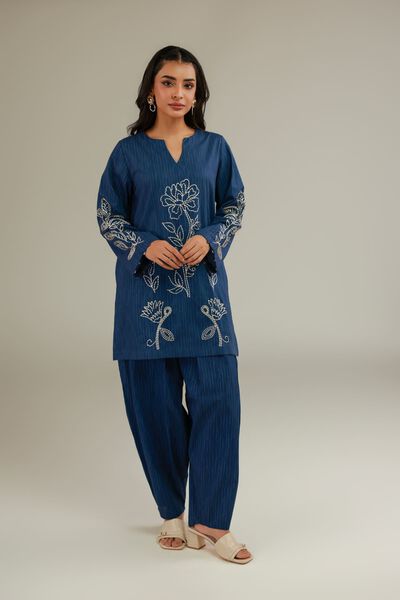 Embroidered | Cotton Dobby | Blue Cotton Kurta | USD 10.50