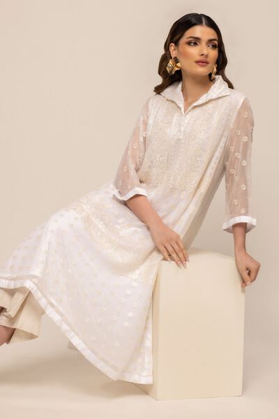 Contemporary Kameez, OFF-WHITE, hi-res