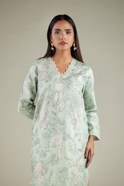 Embroidered | Raw Silk | Floral Longline Kurta | USD 19.50