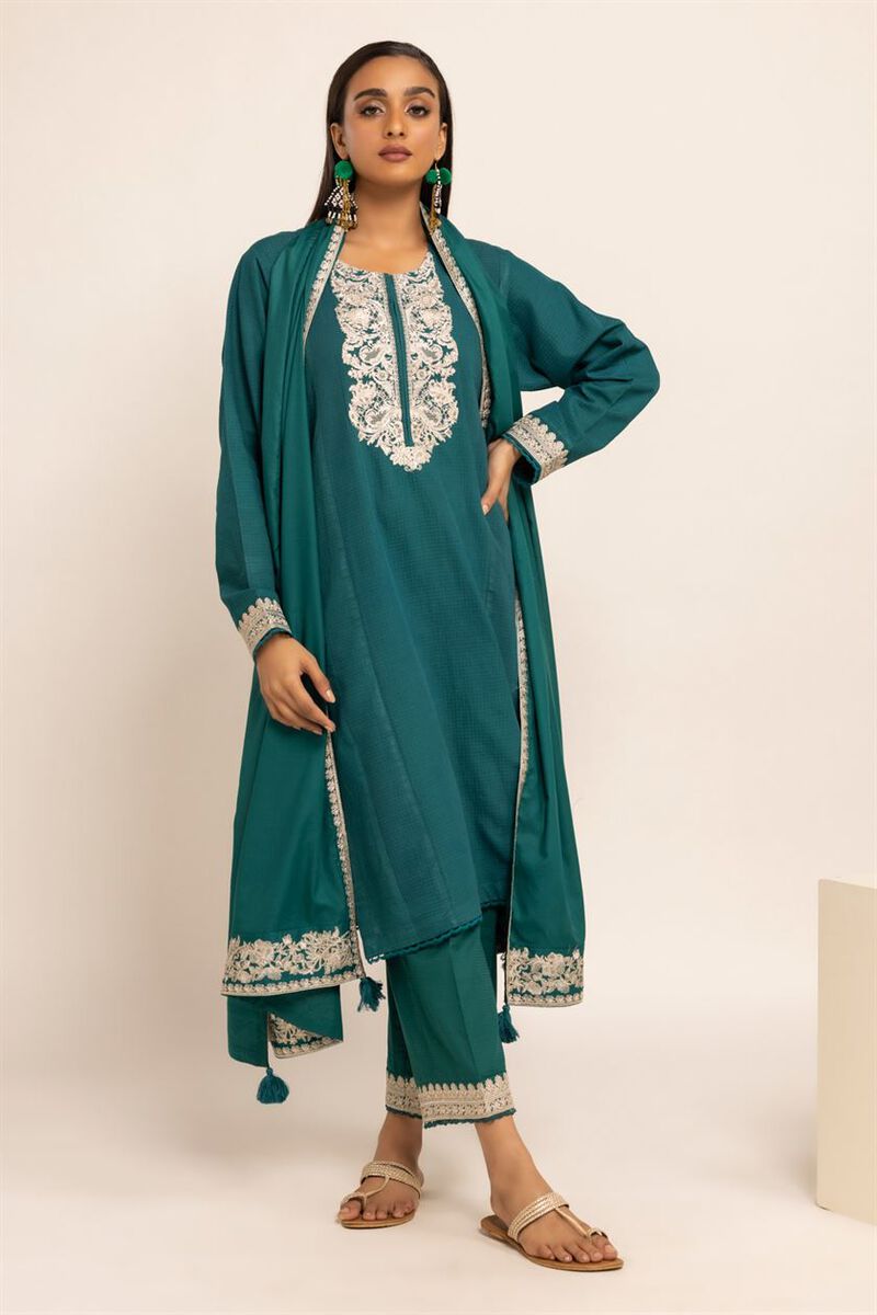 Dupatta | Embroidered, GREEN, hi-res image number null