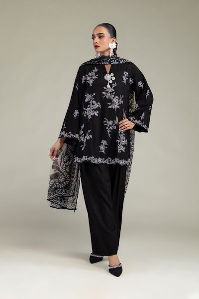 Embroidered | Raw Silk | Black Solid Shalwar | USD 30.00