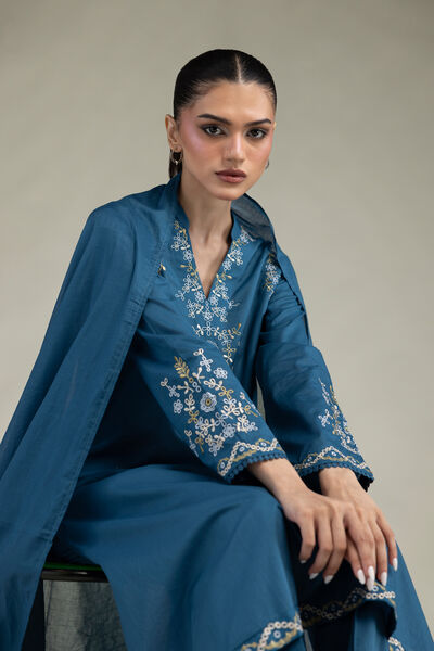 Embroidered | Lawn | Blue Lawn Dupatta | USD 30.00