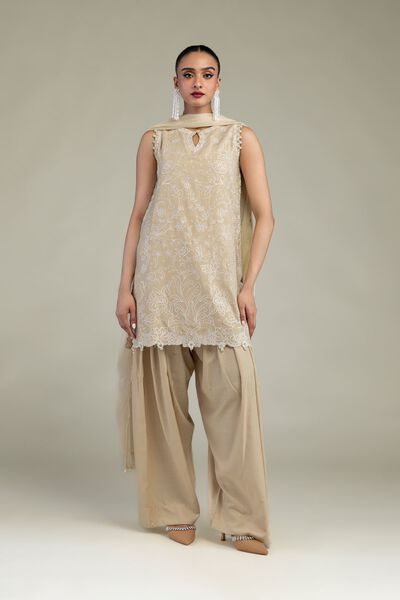 Embroidered | Raw Silk | Beige Solid Shalwar | USD 17.50