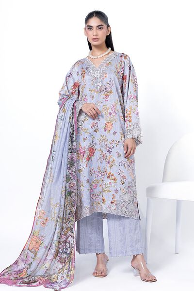 Embroidered | Cotton Satin | Fabrics 3 Piece | USD 60.00
