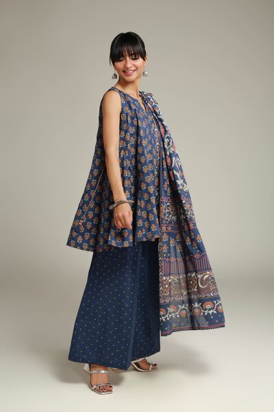 Printed | Cambric | Navy Cambric Pants | USD 30.00