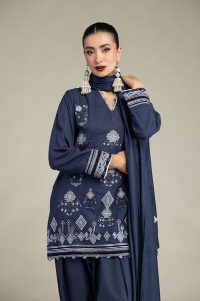 Embroidered | Raw Silk | Floral V-Neck Kurta | USD 16.50
