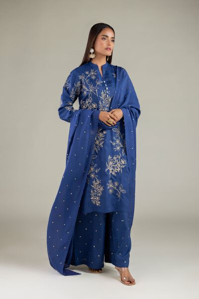 Embroidered | Raw Silk | Floral Longline Kurta | USD 16.50