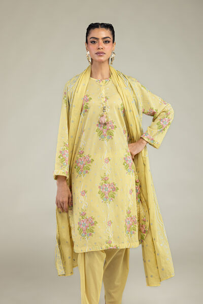 Printed | Cambric | Floral Yellow Kurta | USD 35.00