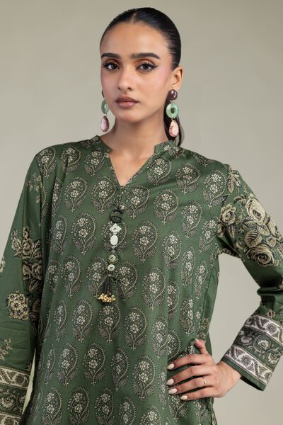 Printed | Cambric | Short Green Kurta | USD 17.50