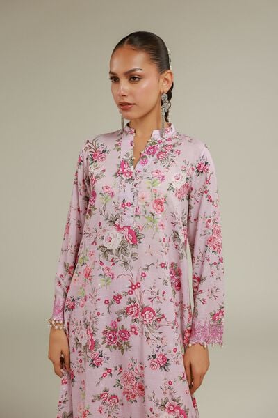 Embroidered | Raw Silk | Floral Longline Kurta | USD 30.00