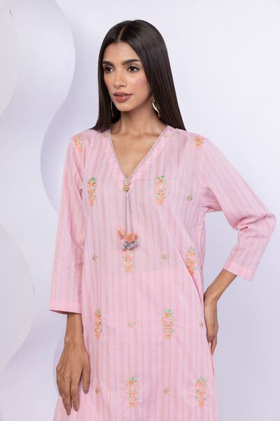Embroidered | Lurex Stripes | Kurta | USD 40.00