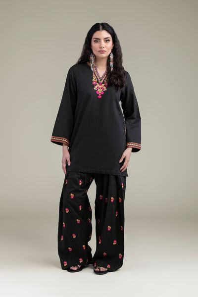 Embroidered | Cotton Dobby | Black Cotton Shalwar | USD 35.00