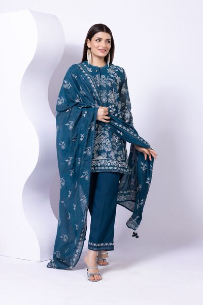 Embroidered | Crosshatch Raw Silk | Pants | USD 6.00