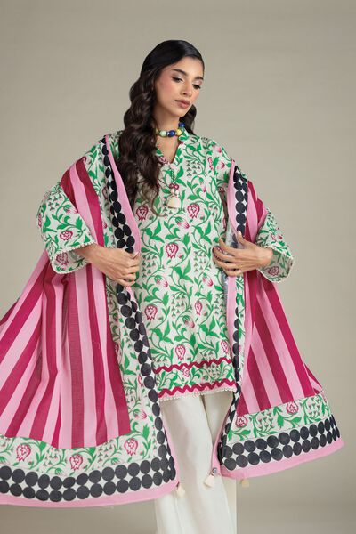 Printed | Cambric | 3-Piece Floral Suit | USD 65.00