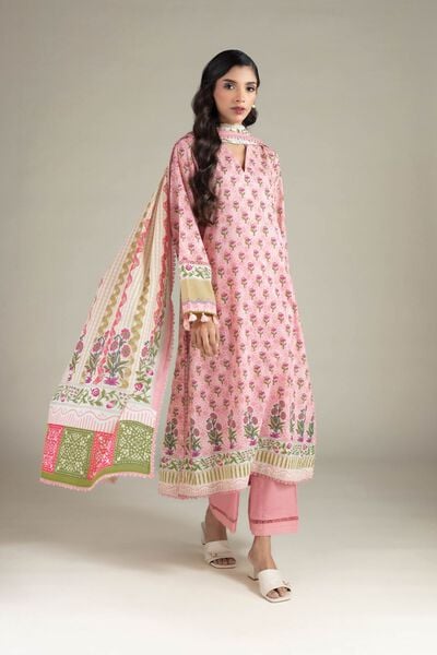 Printed | Cambric | V-Neck 3-Piece Suit | USD 65.00