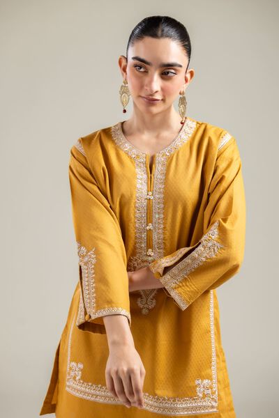 Embroidered |Cotton Dobby | Embroidered Cotton Kurta | USD 40.00