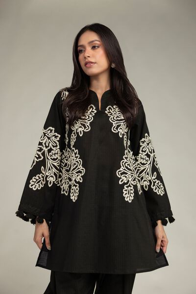 Embroidered | Cotton Dobby | Black Cotton Kurta | USD 45.00