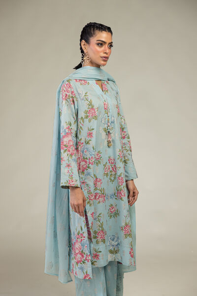Printed | Cambric | Blue Floral Kurta | USD 17.50