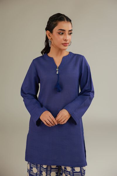 Printed | Textured Cotton | V-Neck Tassel Kurta | USD 12.50