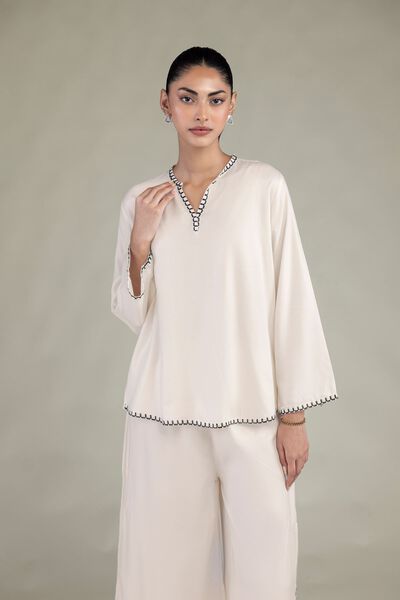 Embroidered | Viscose Crepe | Solid Viscose Tunic | USD 20.00